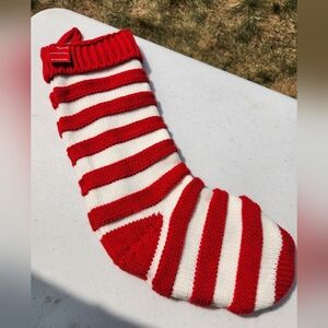 Red and white striped knit stocking
